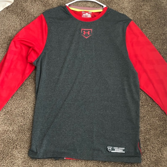 Large Under Armour Red Dri-Fit long sleeve - Picture 1 of 2